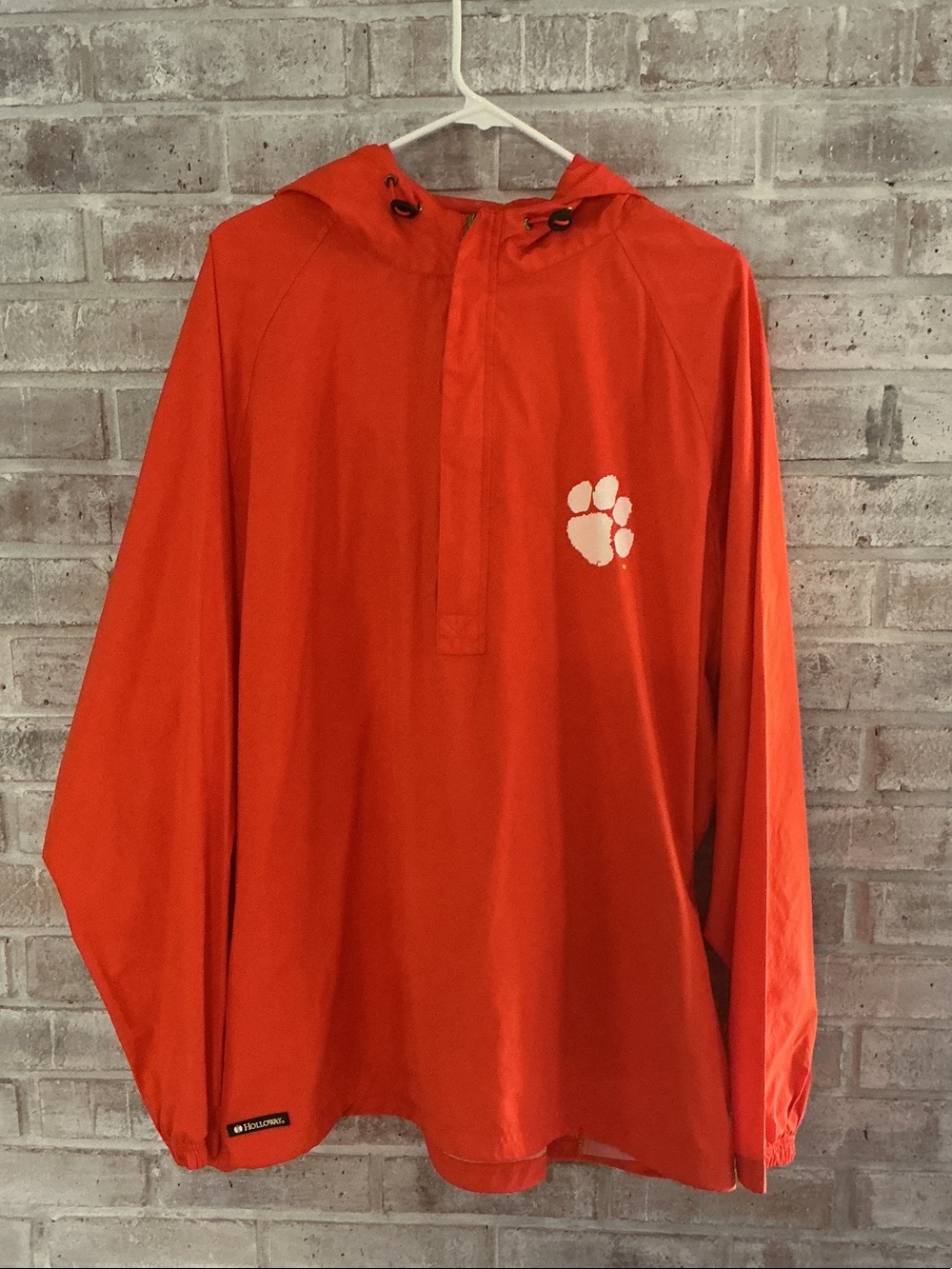 Clemson Holloway Orange Pullover Windbreaker with White Paw Graphic